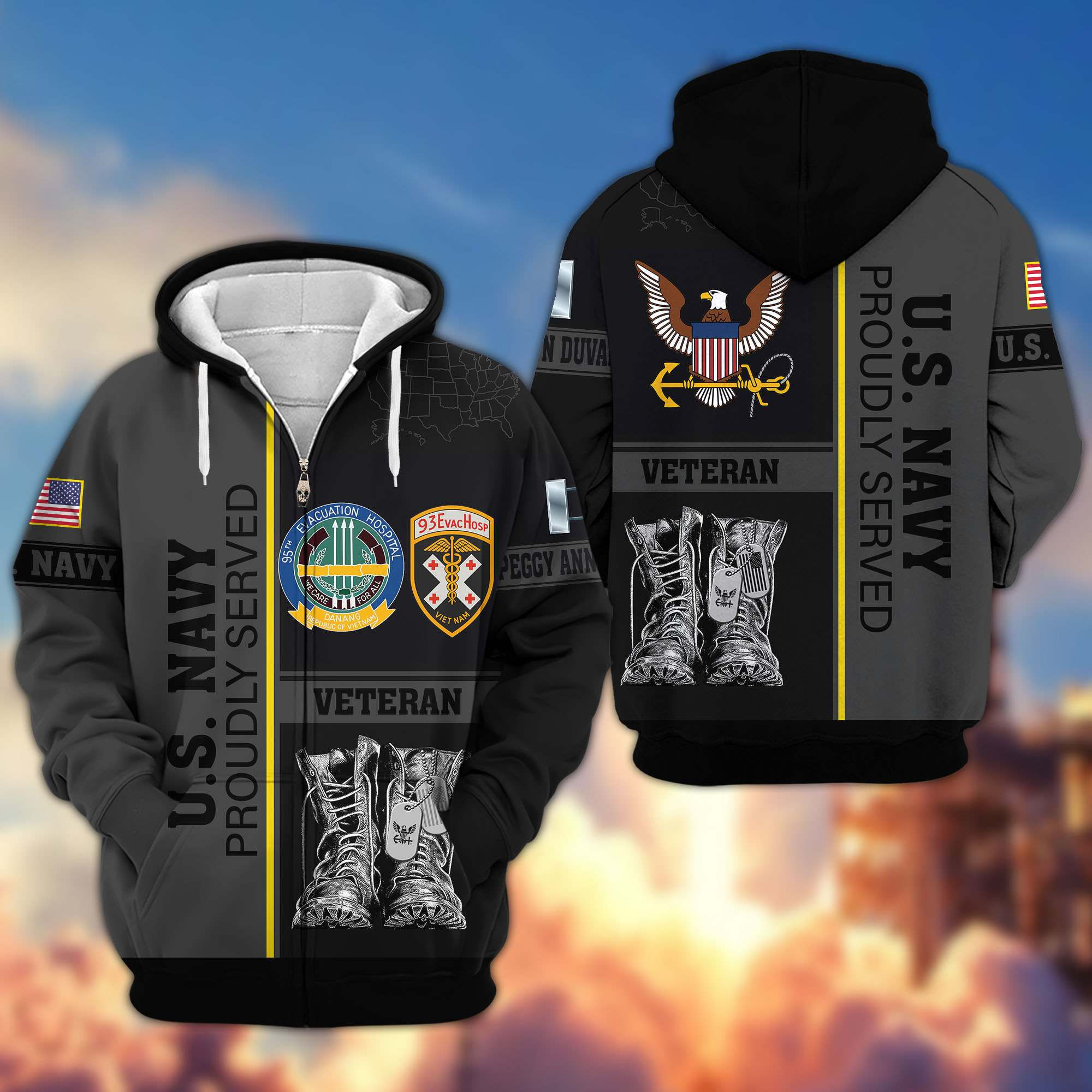 Premium US Navy Zip Up Hoodie CPVC101210