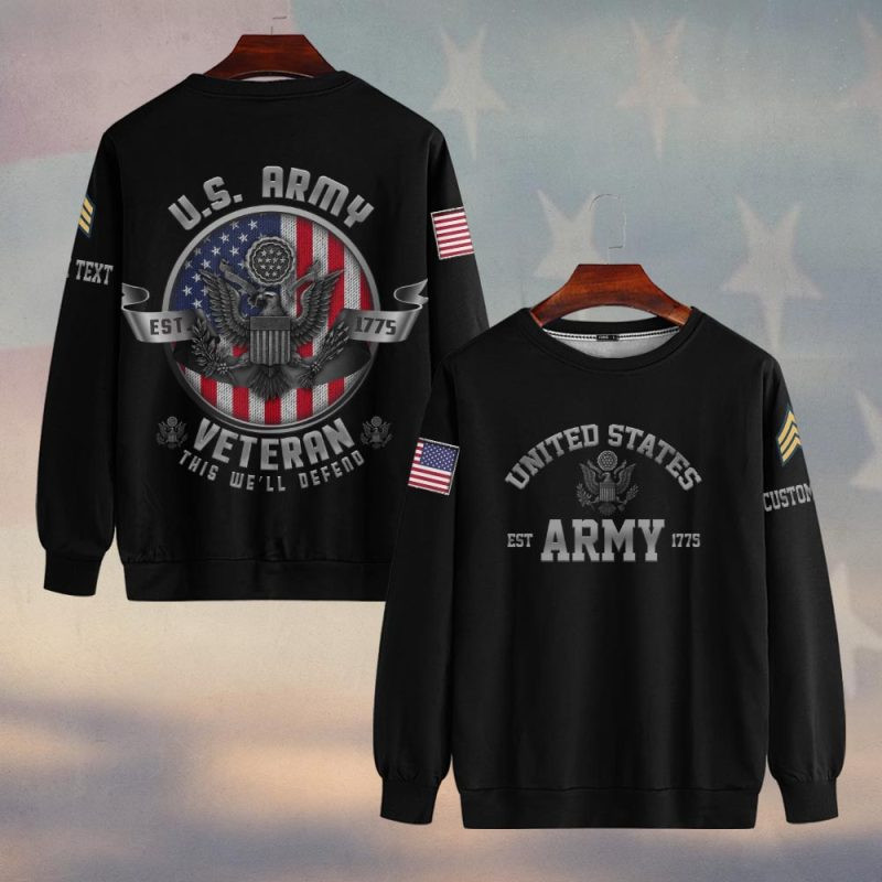 Premium Custom US Army Sweatshirt VPVC750209, Gifts For US Army Veteran, Gifts On Father’s Day, Veterans Day
