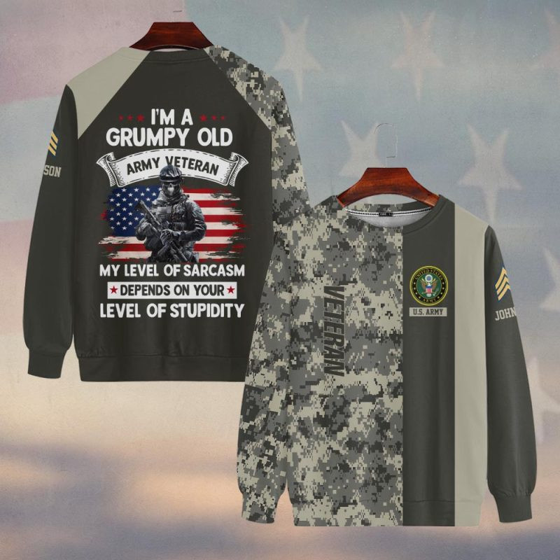 Premium Custom US Army Sweatshirt VPVC750213, Gifts For US Army Veteran, Gifts On Father’s Day, Veterans Day