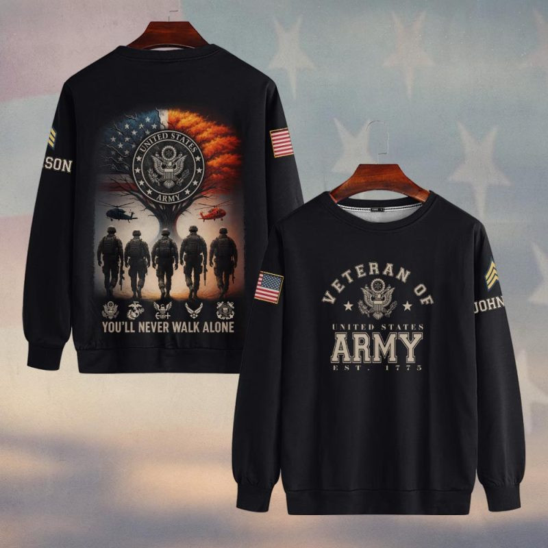 Premium Custom US Army Sweatshirt VPVC750214, Gifts For US Army Veteran, Gifts On Father’s Day, Veterans Day