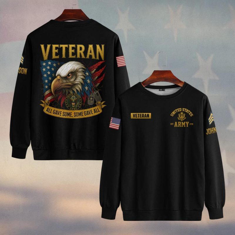 Premium Custom US Army Sweatshirt VPVC750215, Gifts For US Army Veteran, Gifts On Father’s Day, Veterans Day