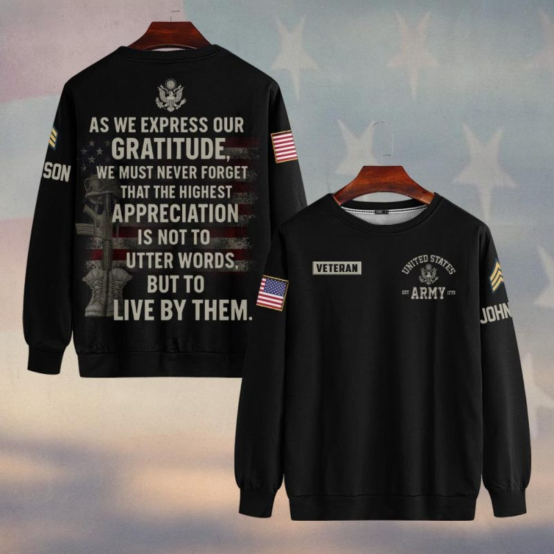 Premium Custom US Army Sweatshirt VPVC750216, Gifts For US Army Veteran, Gifts On Father’s Day, Veterans Day