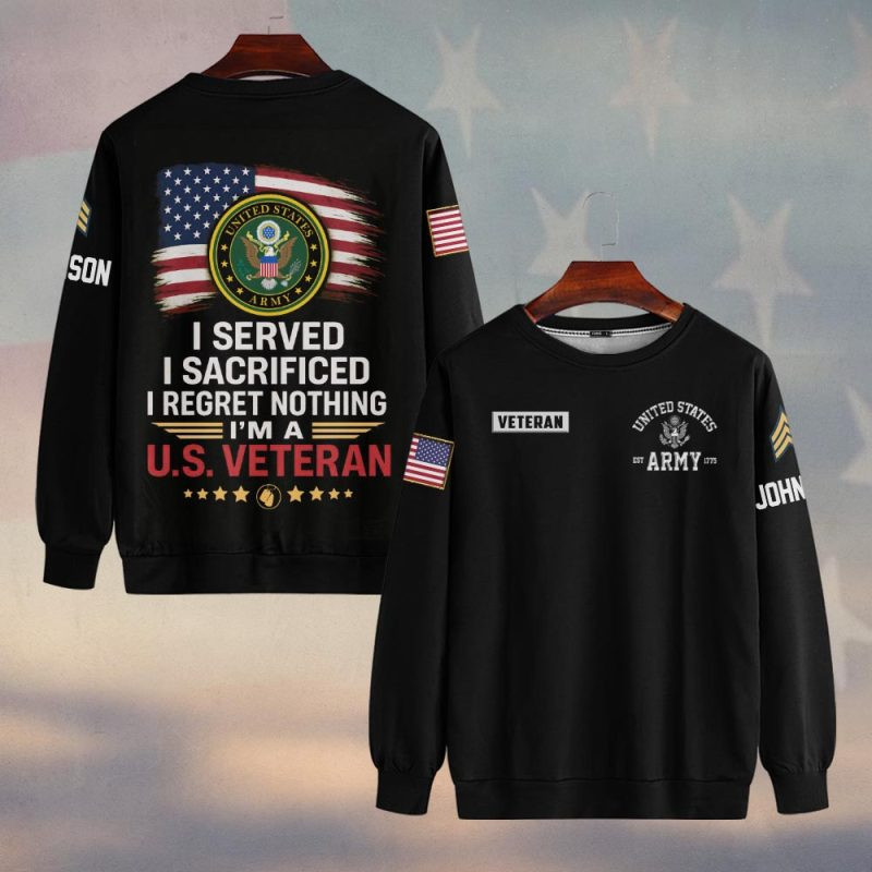 Premium Custom US Army Sweatshirt VPVC750217, Gifts For US Army Veteran, Gifts On Father’s Day, Veterans Day