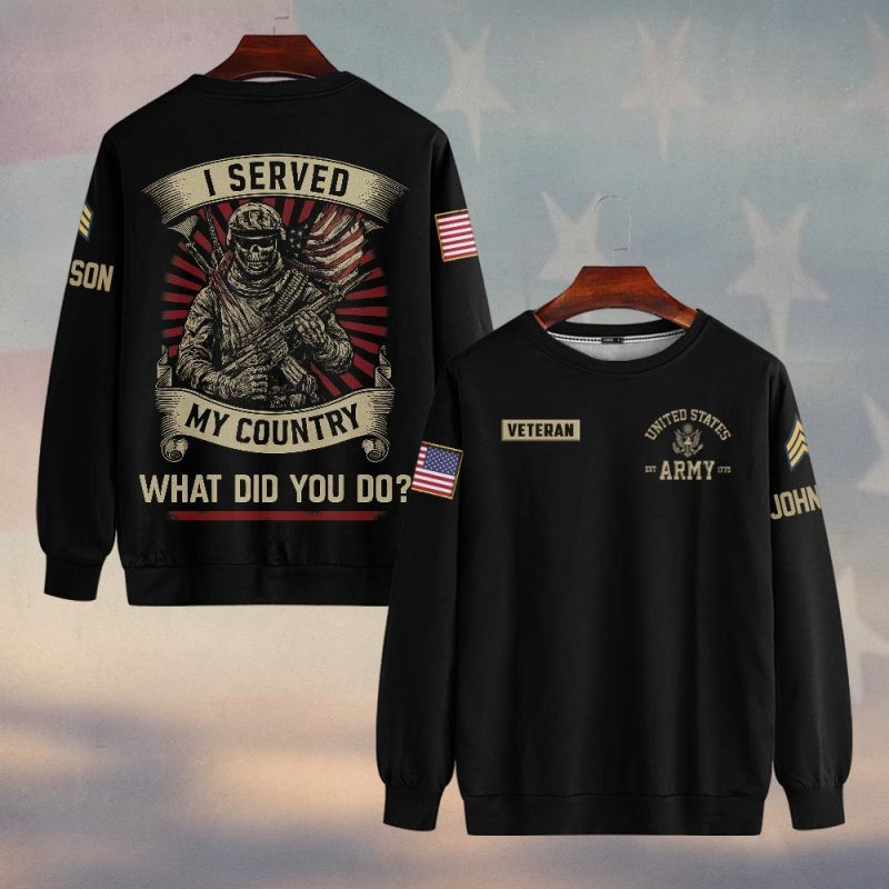 Premium Custom US Army Sweatshirt VPVC750222, Gifts For US Army Veteran, Gifts On Father’s Day, Veterans Day