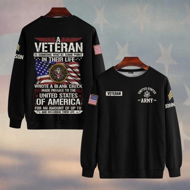 Premium Custom US Army Sweatshirt VPVC750223, Gifts For US Army Veteran, Gifts On Father’s Day, Veterans Day