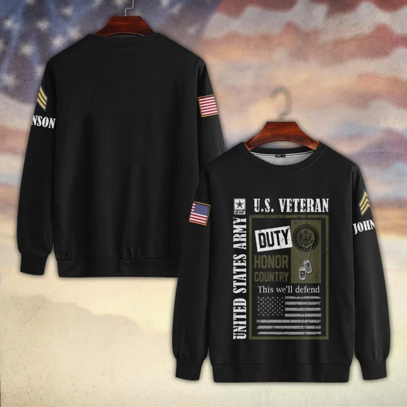 Premium Custom US Army Sweatshirt VPVC750225, Gifts For US Army Veteran, Gifts On Father’s Day, Veterans Day