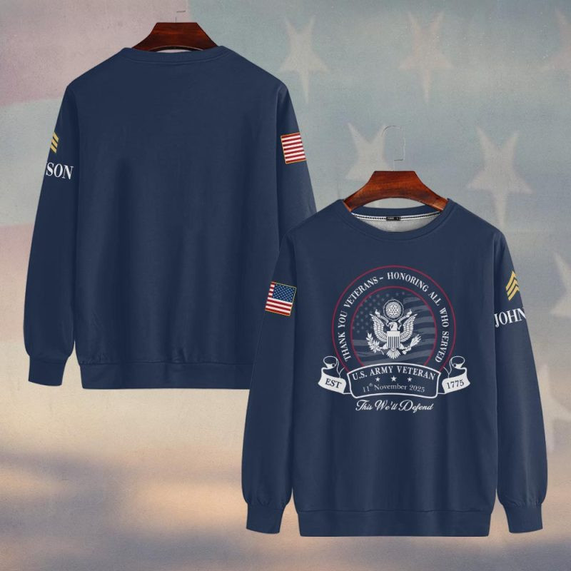Premium Custom US Army Sweatshirt VPVC750229, Gifts For US Army Veteran, Gifts On Father’s Day, Veterans Day