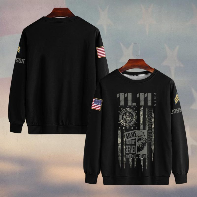 Premium Custom US Army Sweatshirt VPVC750230, Gifts For US Army Veteran, Gifts On Father’s Day, Veterans Day