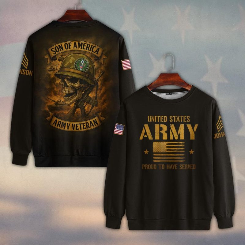 Premium Custom US Army Sweatshirt VPVC750250, Gifts For US Army Veteran, Gifts On Father’s Day, Veterans Day
