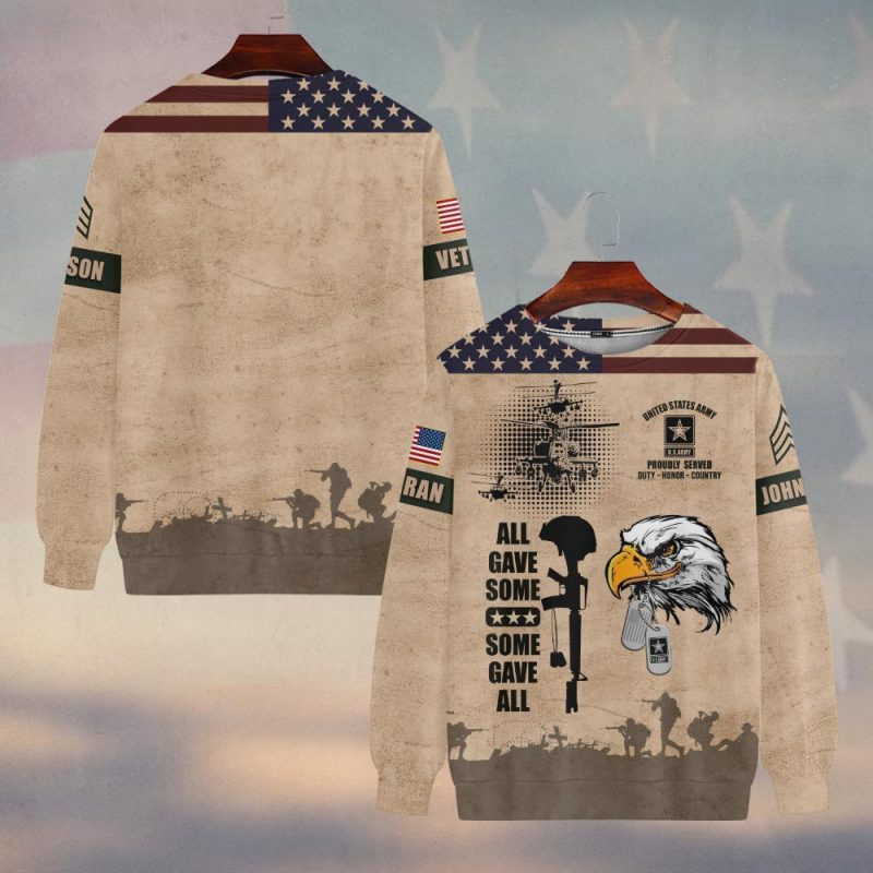 Premium Custom US Army Sweatshirt VPVC750254, Gifts For US Army Veteran, Gifts On Father’s Day, Veterans Day