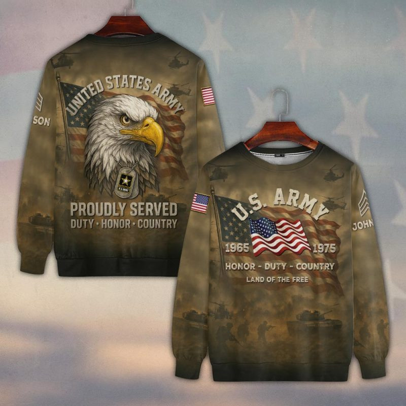 Premium Custom US Army Sweatshirt VPVC750255, Gifts For US Army Veteran, Gifts On Father’s Day, Veterans Day