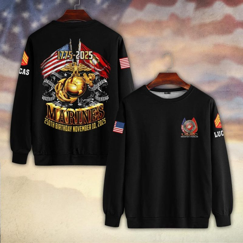 Premium Custom USMC Sweatshirt VPVC750303, Gifts For US Marine Veteran, Gifts On Father’s Day, Veterans Day