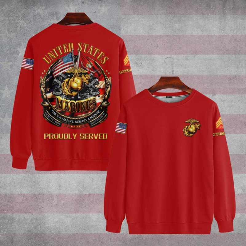 Premium Custom USMC Sweatshirt VPVC750324, Gifts For US Marine Veteran, Gifts On Father’s Day, Veterans Day