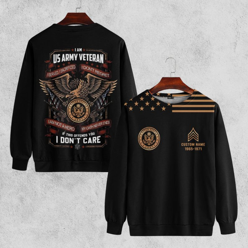 Premium Custom US Army Sweatshirt VPVC750394, Gifts For US Army Veteran, Gifts On Father’s Day, Veterans Day