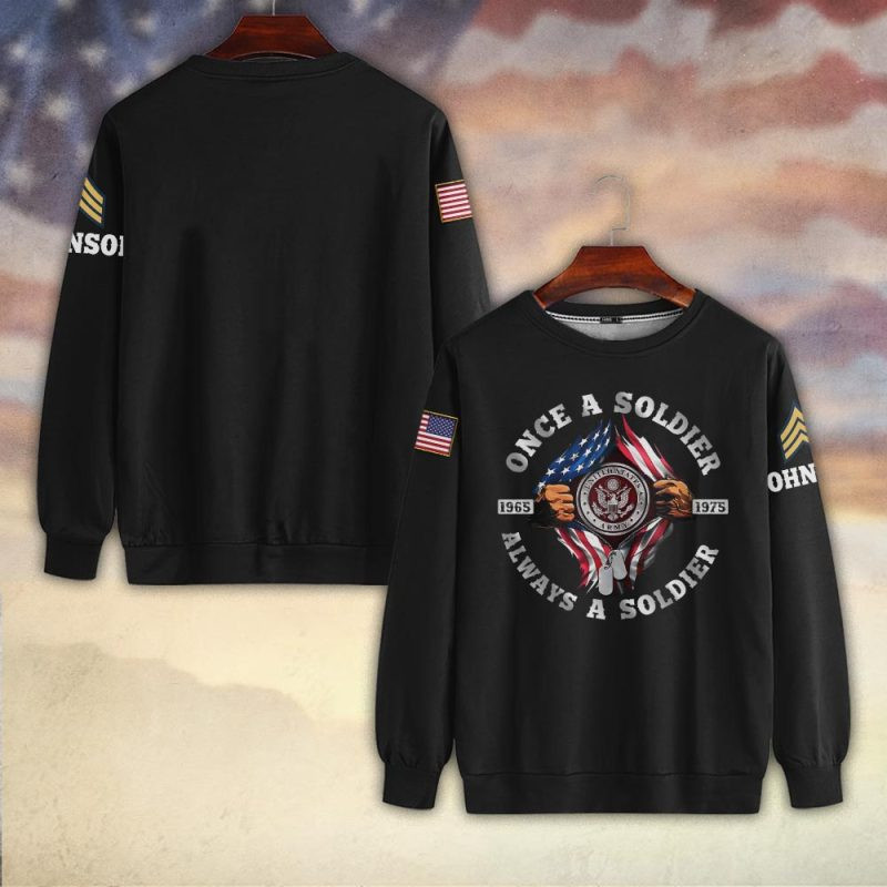 Premium Custom US Army Sweatshirt VPVC750395, Gifts For US Army Veteran, Gifts On Father’s Day, Veterans Day