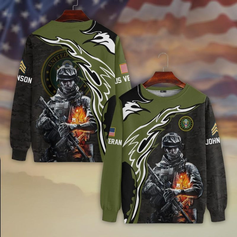 Premium Custom US Army Sweatshirt VPVC750414, Gifts For US Army Veteran, Gifts On Father’s Day, Veterans Day