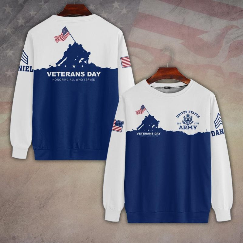 Premium Custom US Army Sweatshirt VPVC750436, Gifts For US Army Veteran, Gifts On Father’s Day, Veterans Day
