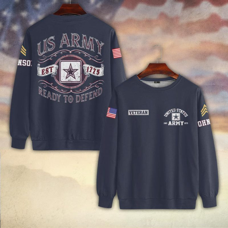 Premium Custom US Army Sweatshirt VPVC750438, Gifts For US Army Veteran, Gifts On Father’s Day, Veterans Day