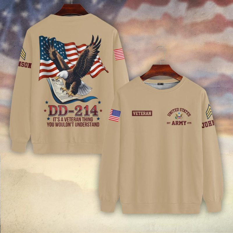 Premium Custom US Army Sweatshirt VPVC750441, Gifts For US Army Veteran, Gifts On Father’s Day, Veterans Day