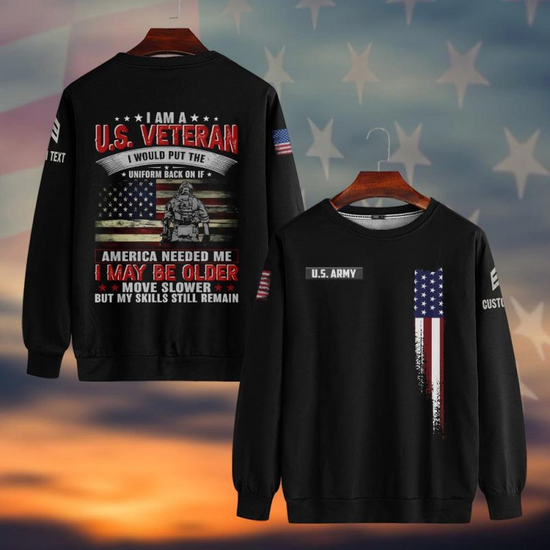 Premium Custom US Army Sweatshirt VPVC750446, Gifts For US Army Veteran, Gifts On Father’s Day, Veterans Day