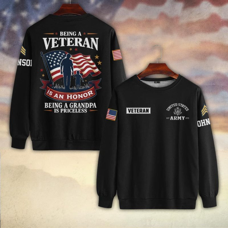 Premium Custom US Army Sweatshirt VPVC750474, Gifts For US Army Veteran, Gifts On Father’s Day, Veterans Day