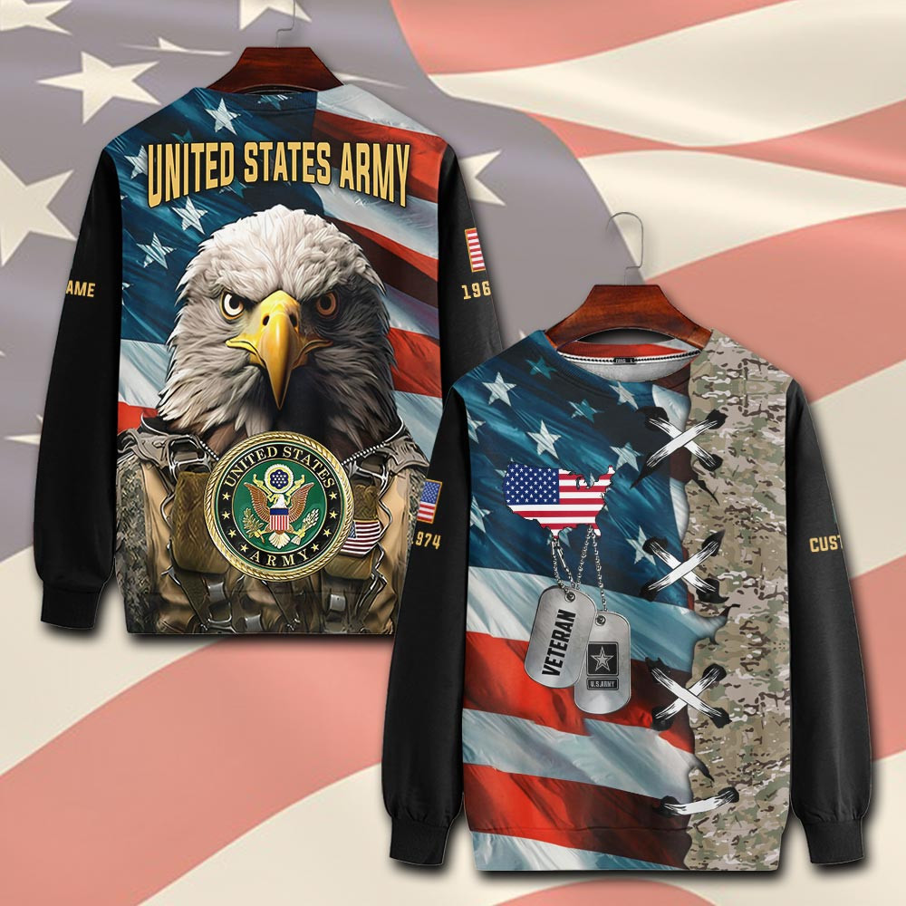 Premium Custom US Army Sweatshirt VPVC750488, Gifts For US Army Veteran, Gifts On Father’s Day, Veterans Day
