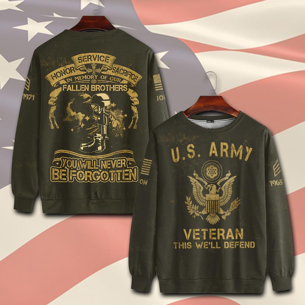 Premium Custom US Army Sweatshirt VPVC750504, Gifts For US Army Veteran, Gifts On Father’s Day, Veterans Day