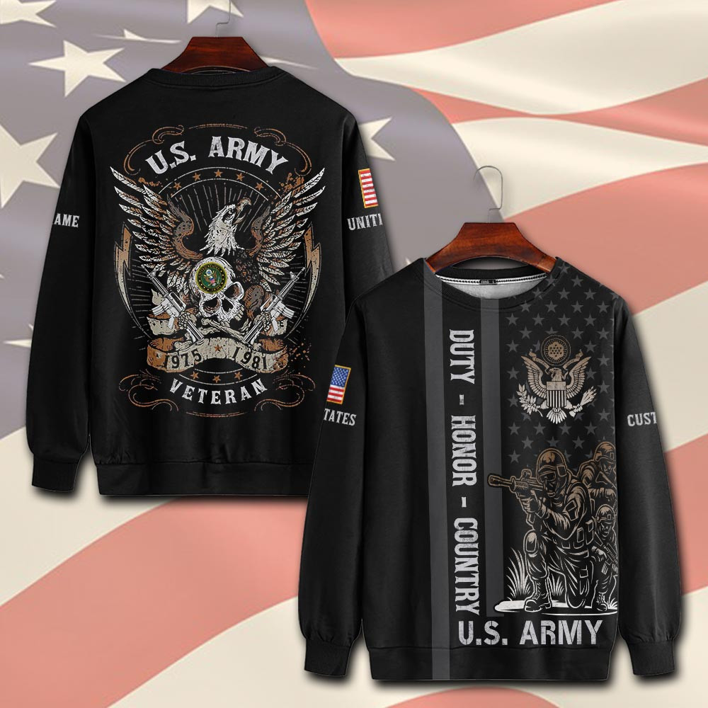 Premium Custom US Army Sweatshirt VPVC750505, Gifts For US Army Veteran, Gifts On Father’s Day, Veterans Day