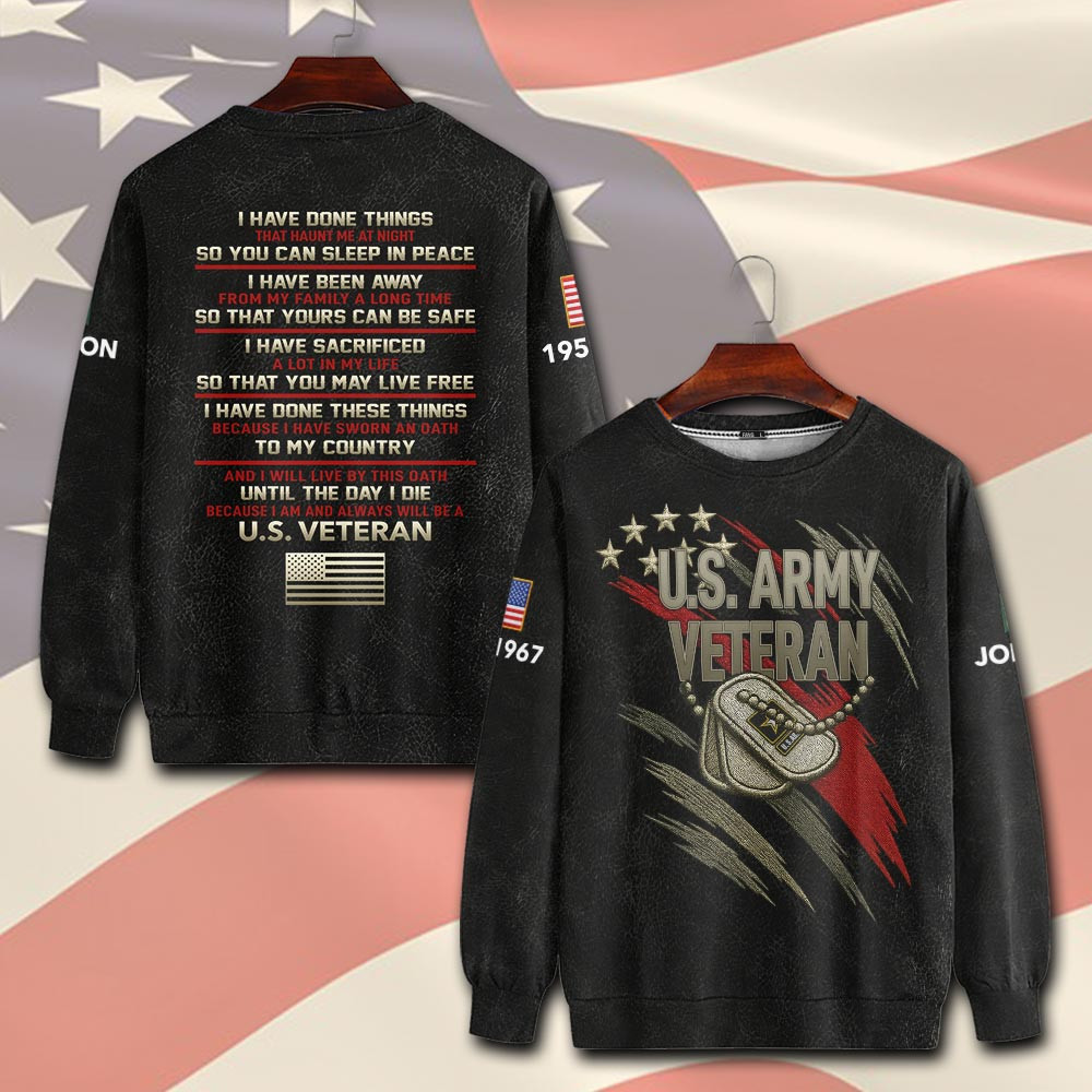 Premium Custom US Army Sweatshirt VPVC750506, Gifts For US Army Veteran, Gifts On Father’s Day, Veterans Day
