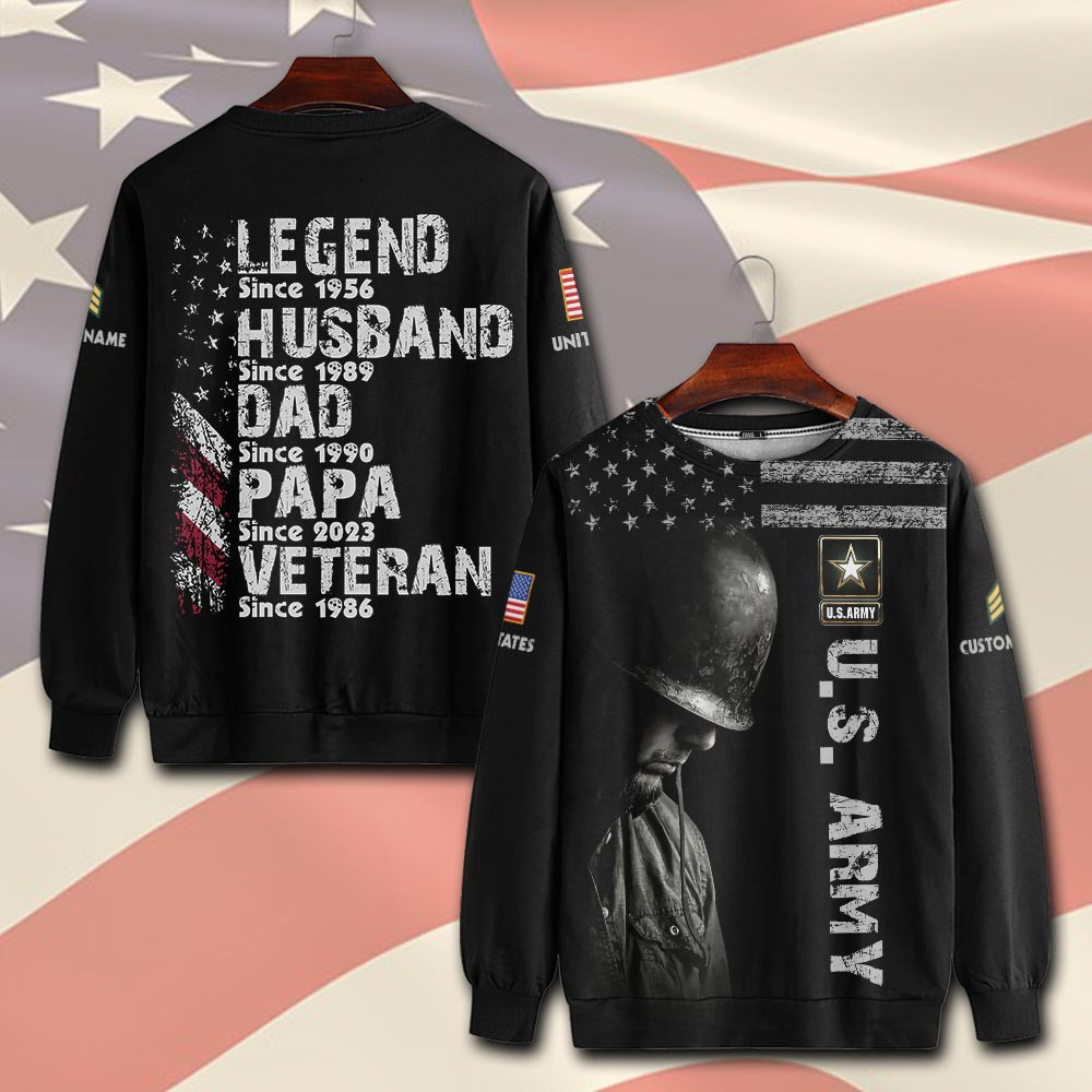 Premium Custom US Army Sweatshirt VPVC750507, Gifts For US Army Veteran, Gifts On Father’s Day, Veterans Day