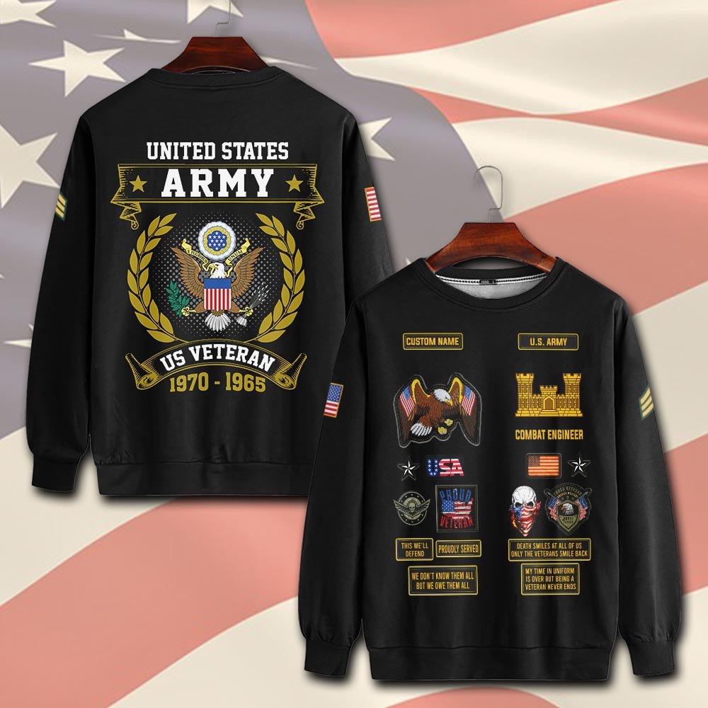 Premium Custom US Army Sweatshirt VPVC750510, Gifts For US Army Veteran, Gifts On Father’s Day, Veterans Day