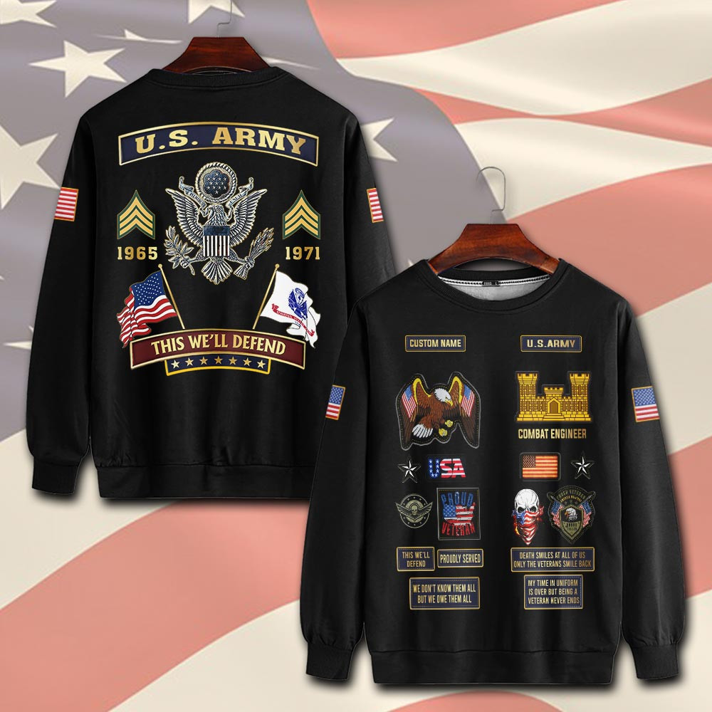 Premium Custom US Army Sweatshirt VPVC750515, Gifts For US Army Veteran, Gifts On Father’s Day, Veterans Day