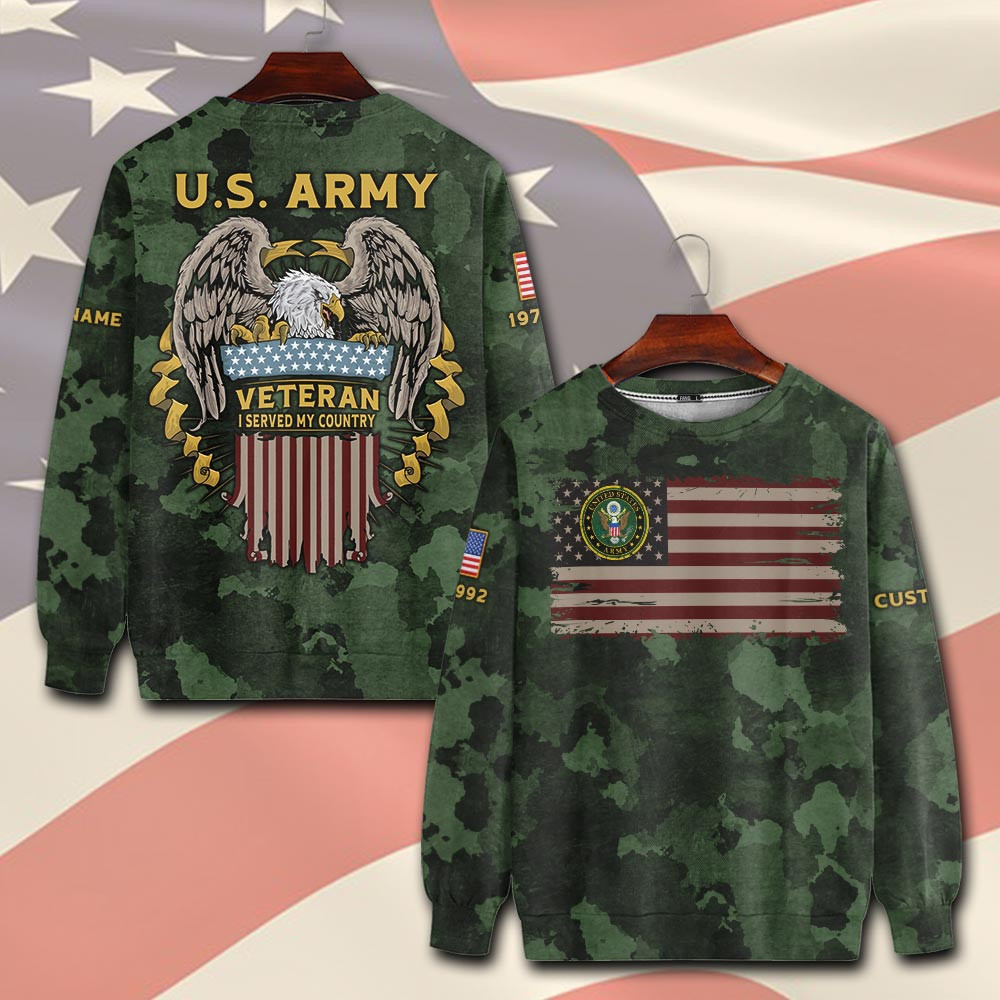 Premium Custom US Army Sweatshirt VPVC750517, Gifts For US Army Veteran, Gifts On Father’s Day, Veterans Day