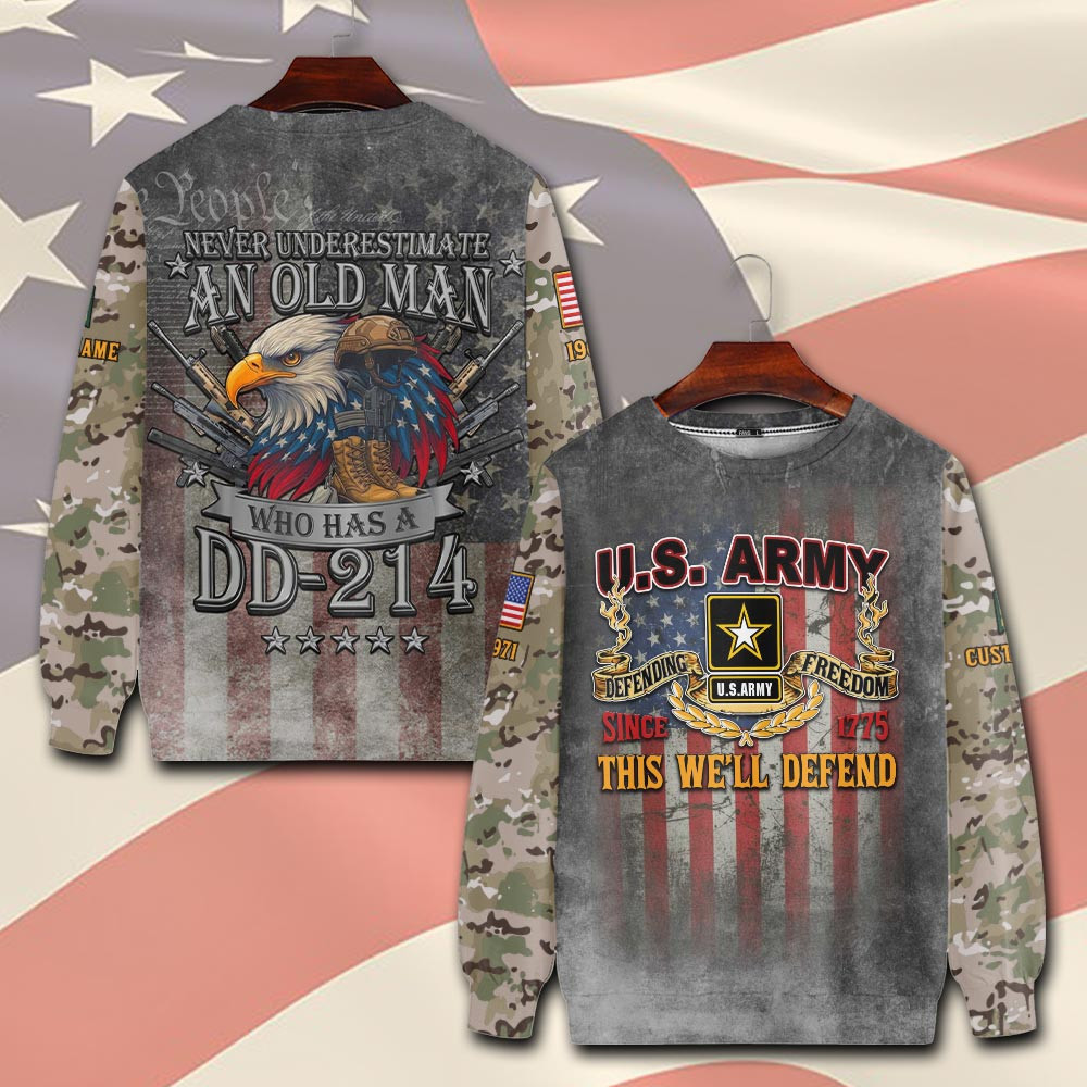 Premium Custom US Army Sweatshirt VPVC750518, Gifts For US Army Veteran, Gifts On Father’s Day, Veterans Day