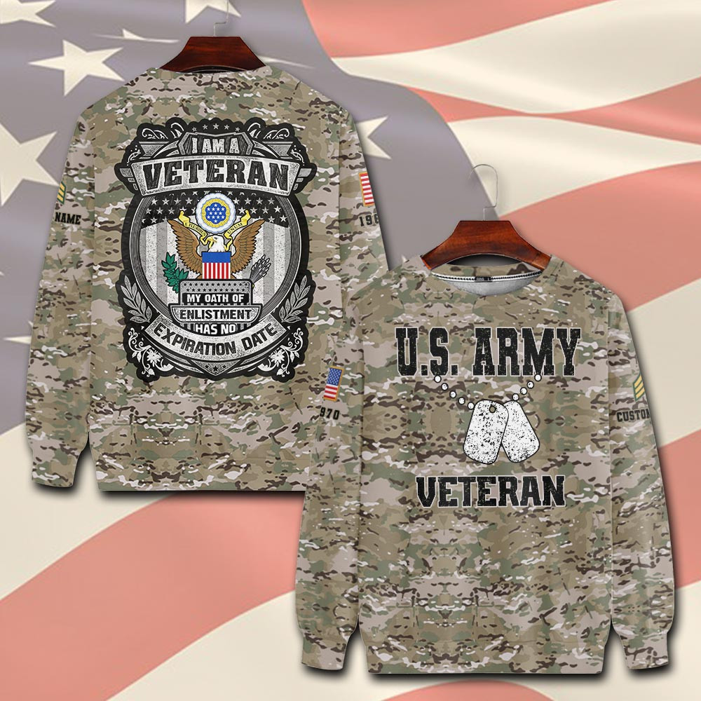 Premium Custom US Army Sweatshirt VPVC750519, Gifts For US Army Veteran, Gifts On Father’s Day, Veterans Day