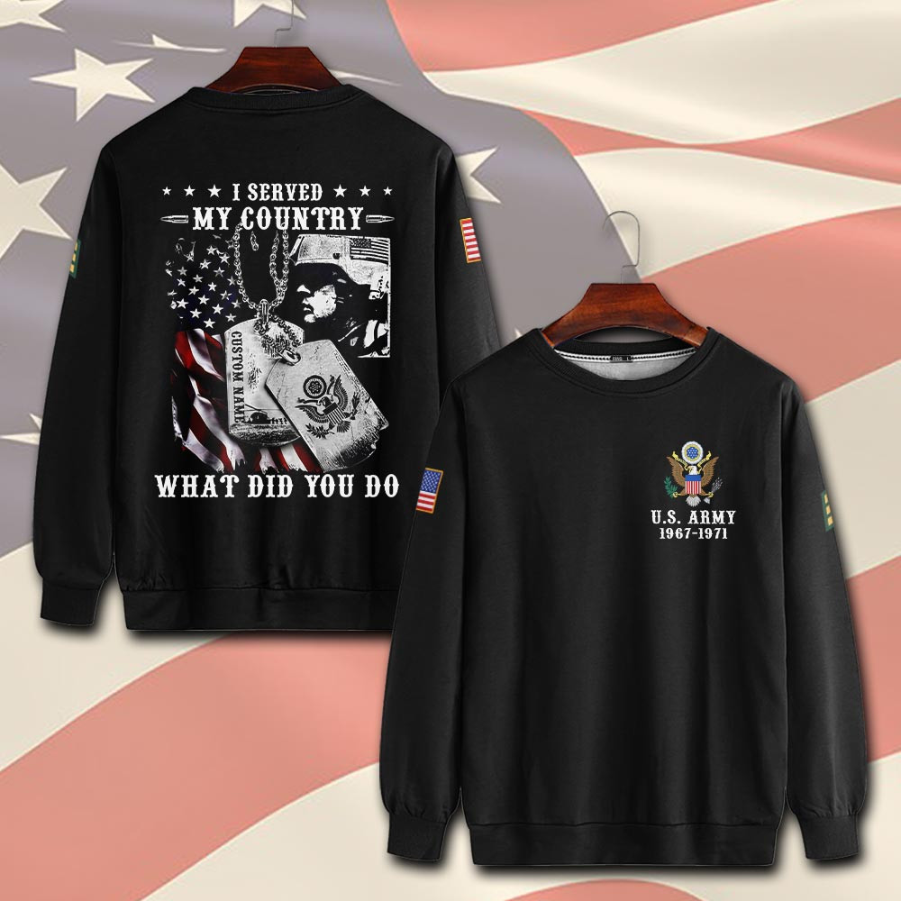 Premium Custom US Army Sweatshirt VPVC750521, Gifts For US Army Veteran, Gifts On Father’s Day, Veterans Day