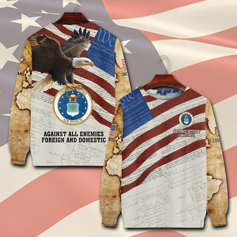 Premium Custom USAF Sweatshirt VPVC750524, Gifts For US Air Force Veteran, Gifts On Father’s Day, Veterans Day