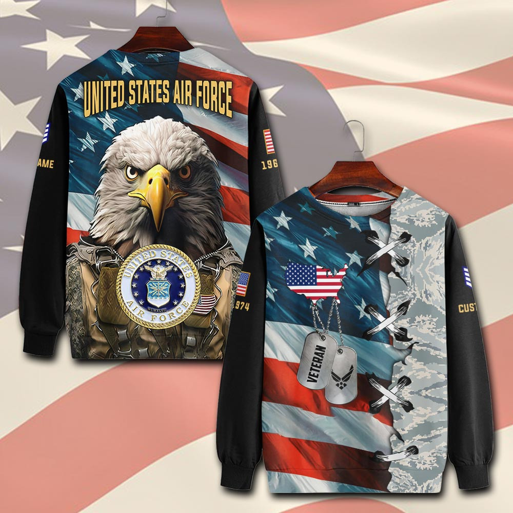 Premium Custom USAF Sweatshirt VPVC750526, Gifts For US Air Force Veteran, Gifts On Father’s Day, Veterans Day