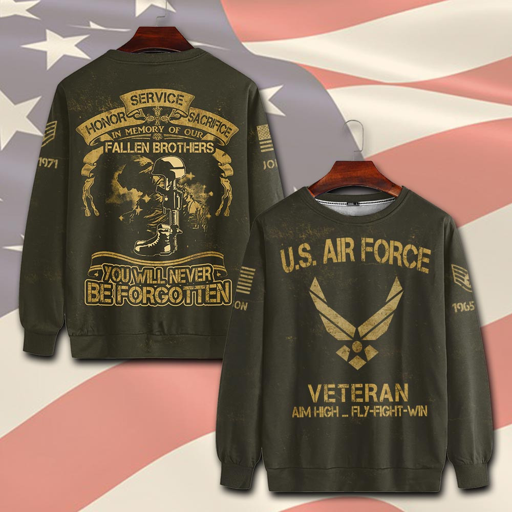 Premium Custom USAF Sweatshirt VPVC750536, Gifts For US Air Force Veteran, Gifts On Father’s Day, Veterans Day