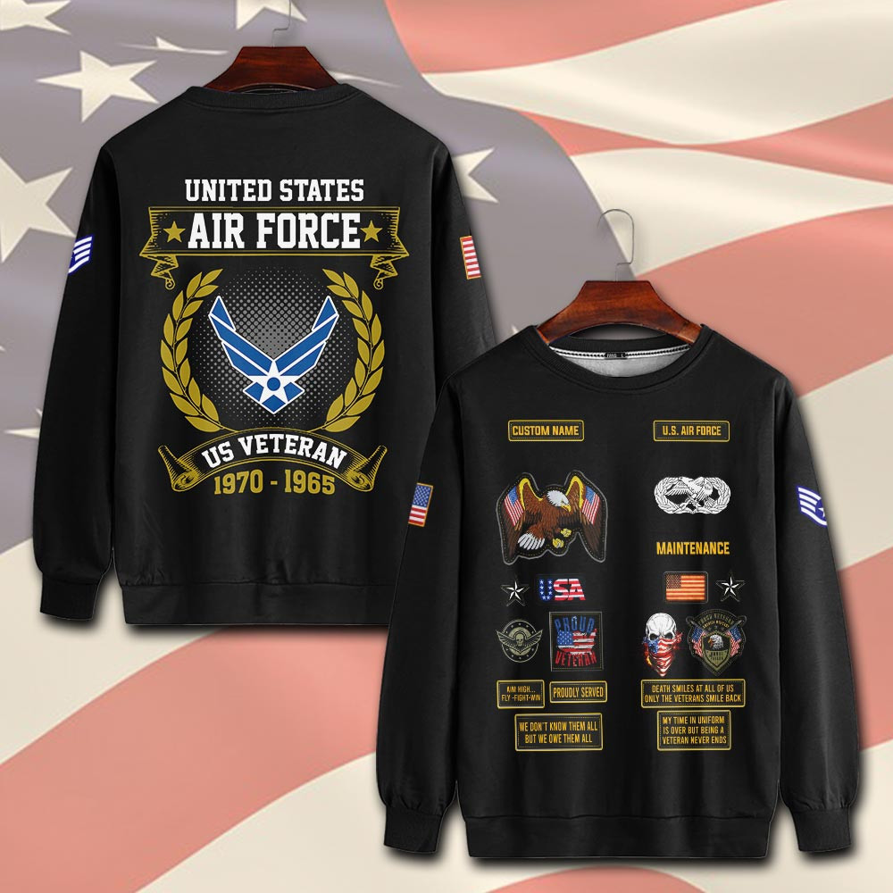 Premium Custom USAF Sweatshirt VPVC750541, Gifts For US Air Force Veteran, Gifts On Father’s Day, Veterans Day