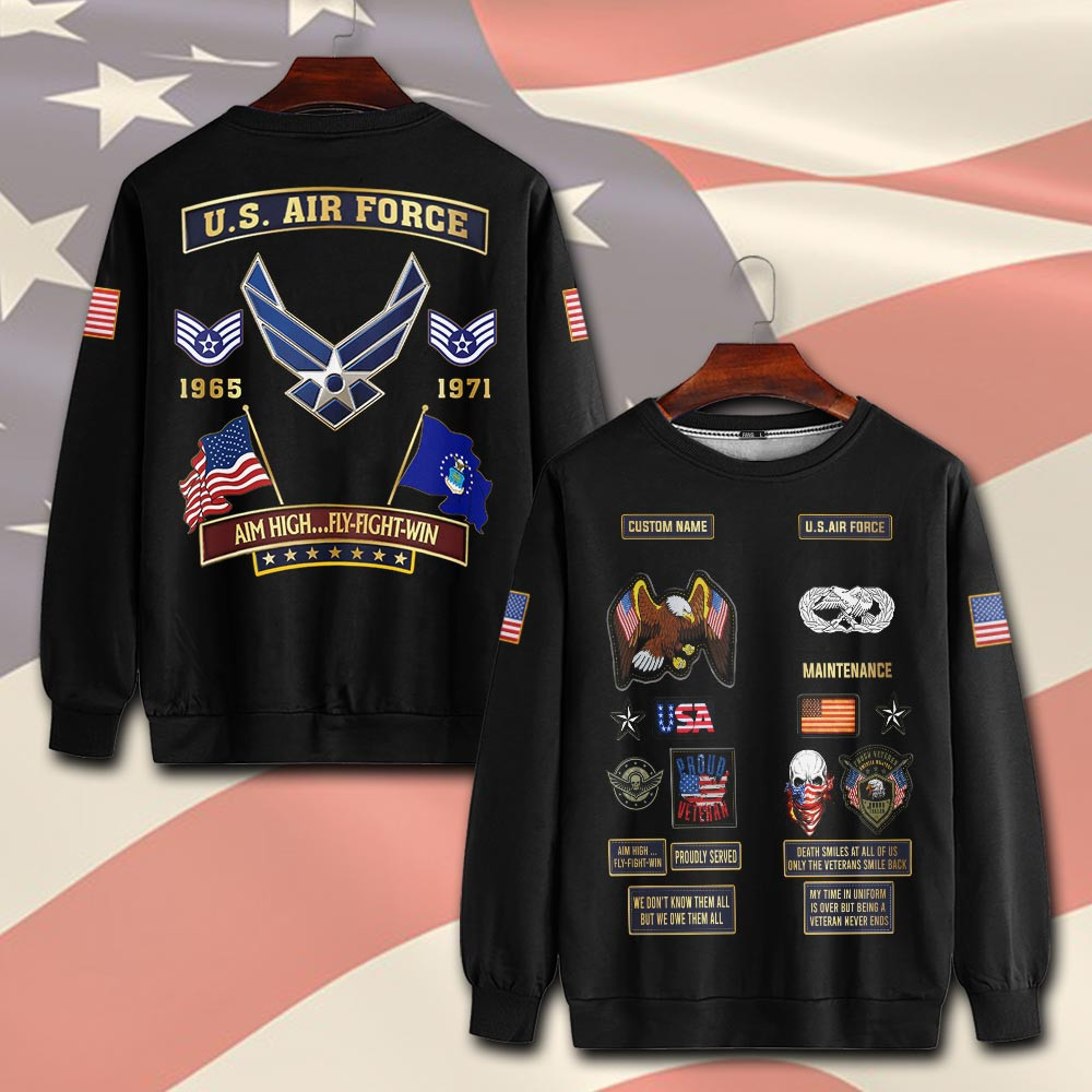 Premium Custom USAF Sweatshirt VPVC750544, Gifts For US Air Force Veteran, Gifts On Father’s Day, Veterans Day