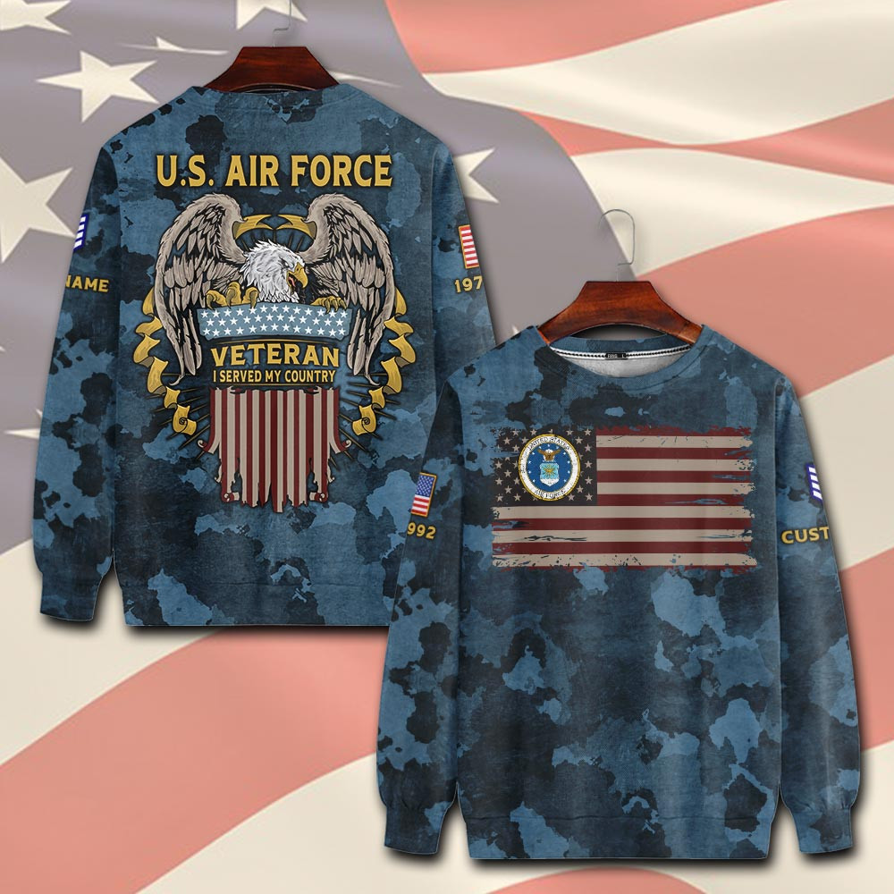 Premium Custom USAF Sweatshirt VPVC750546, Gifts For US Air Force Veteran, Gifts On Father’s Day, Veterans Day