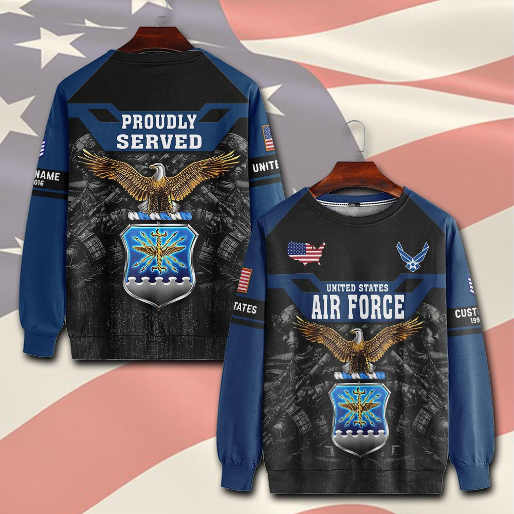 Premium Custom USAF Sweatshirt VPVC750551, Gifts For US Air Force Veteran, Gifts On Father’s Day, Veterans Day