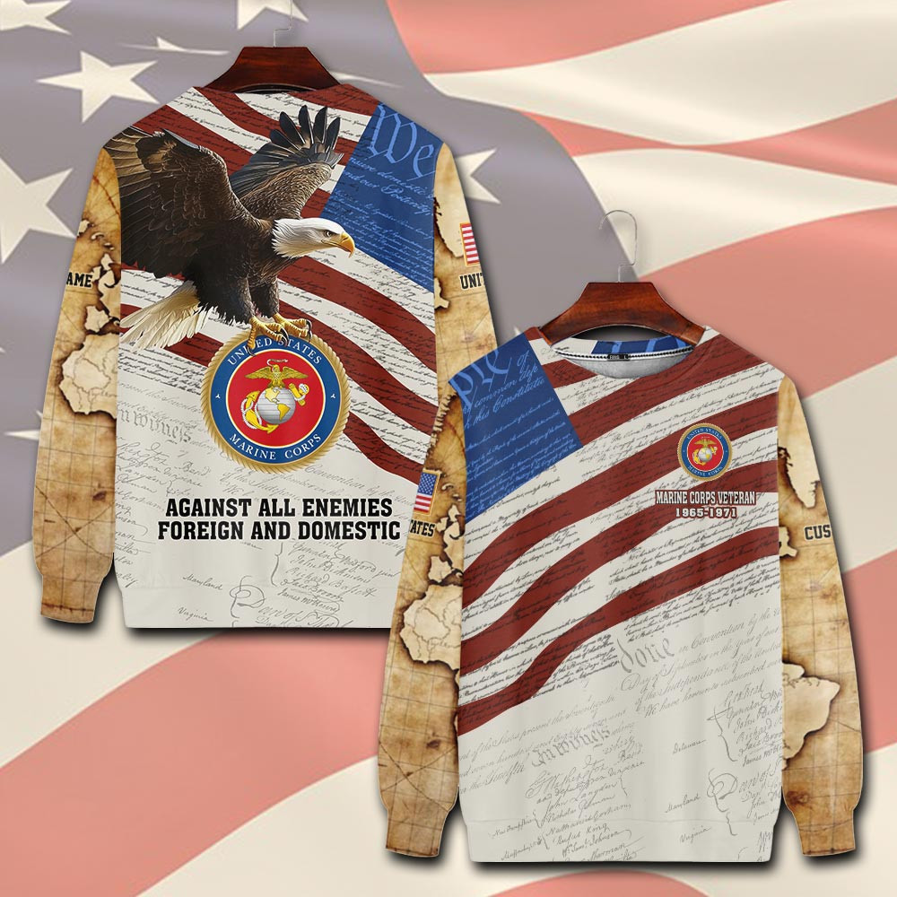 Premium Custom USMC Sweatshirt VPVC750604, Gifts For Marine Veteran, Gifts On Father’s Day, Veterans Day