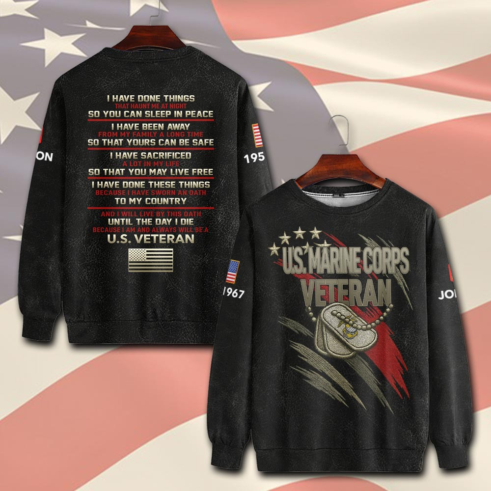 Premium Custom USMC Sweatshirt VPVC750624, Gifts For Marine Veteran, Gifts On Father’s Day, Veterans Day