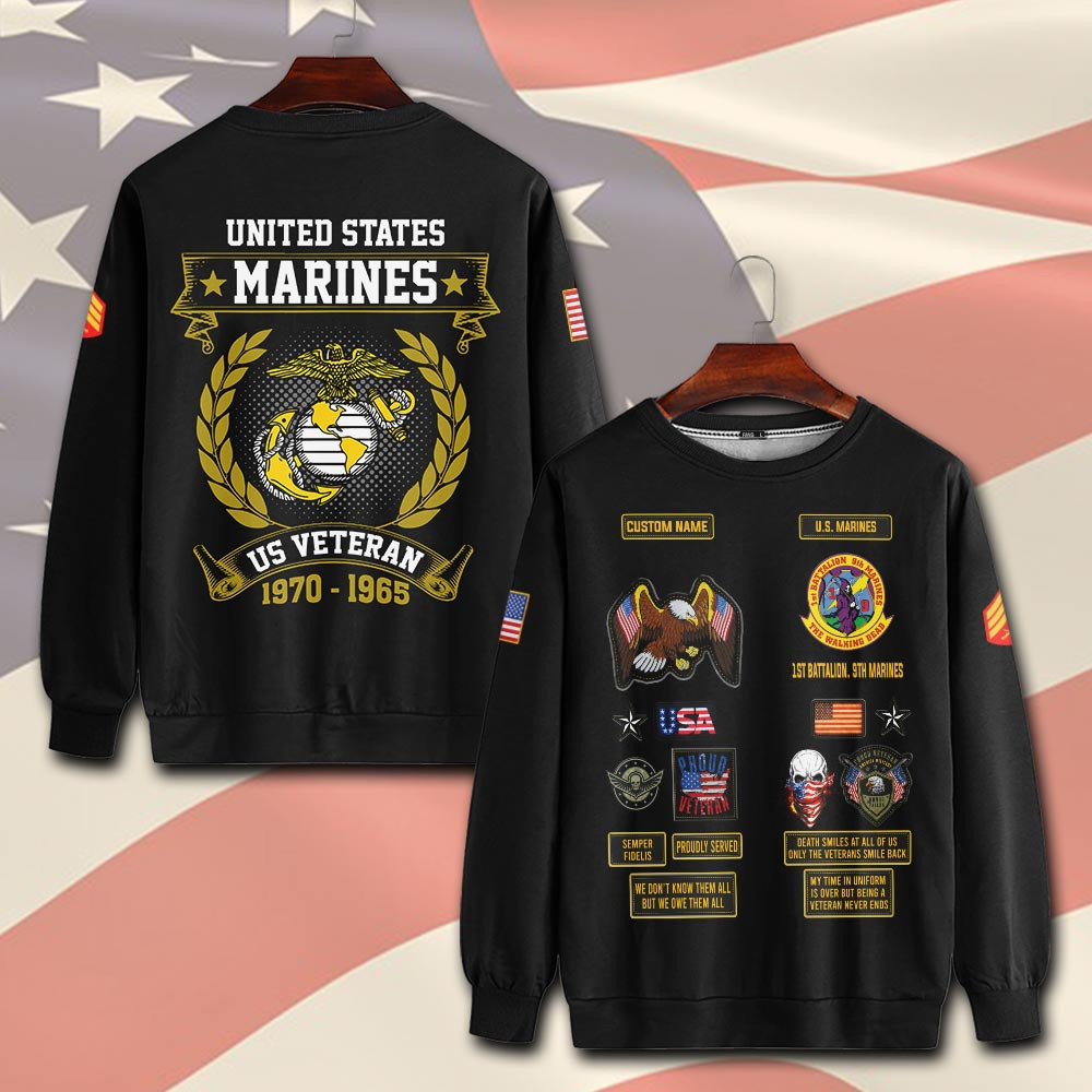 Premium Custom USMC Sweatshirt VPVC750628, Gifts For Marine Veteran, Gifts On Father’s Day, Veterans Day