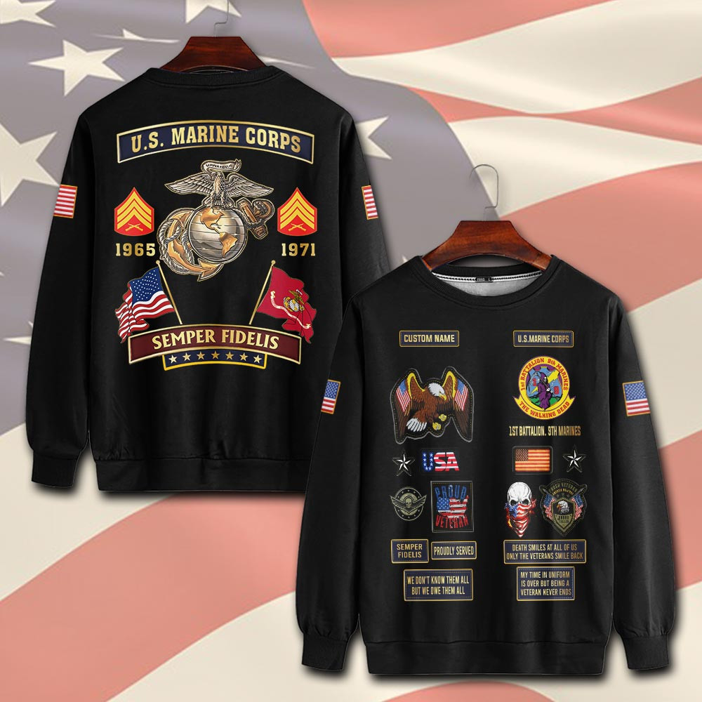 Premium Custom USMC Sweatshirt VPVC750633, Gifts For Marine Veteran, Gifts On Father’s Day, Veterans Day