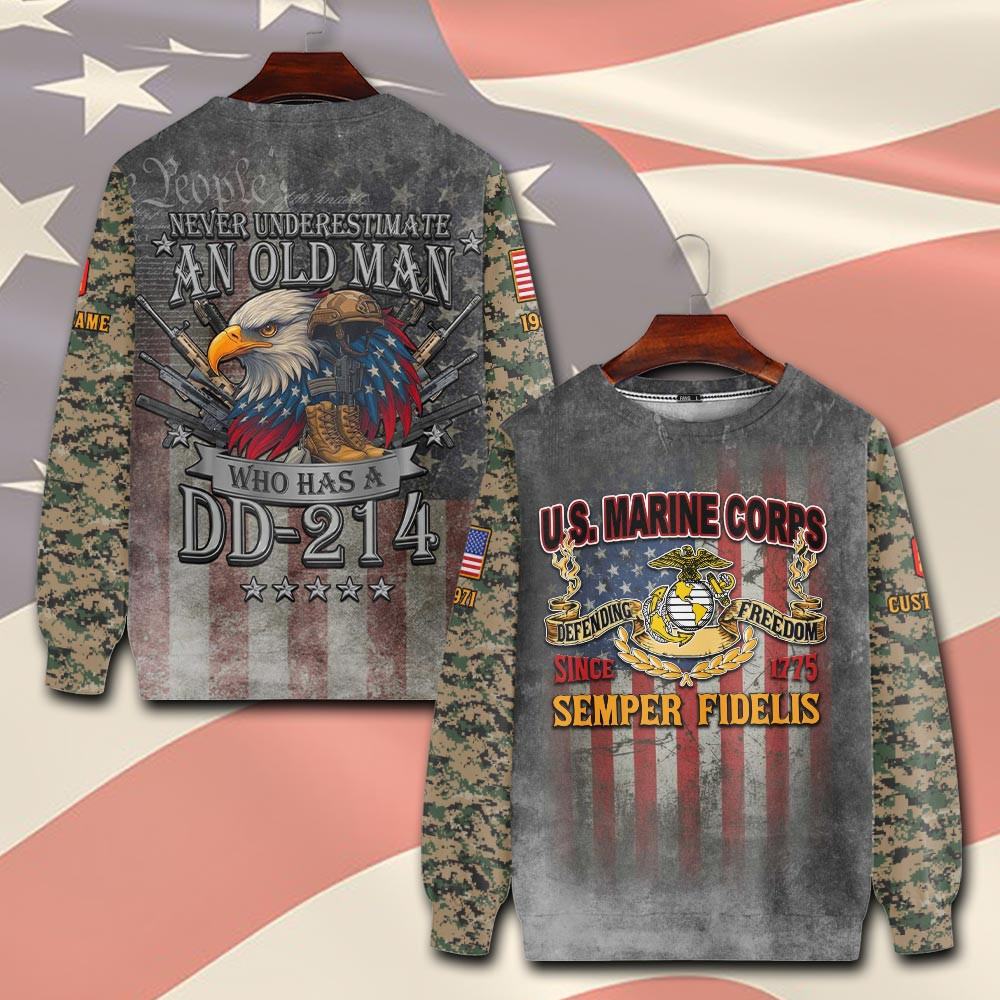 Premium Custom USMC Sweatshirt VPVC750635, Gifts For Marine Veteran, Gifts On Father’s Day, Veterans Day