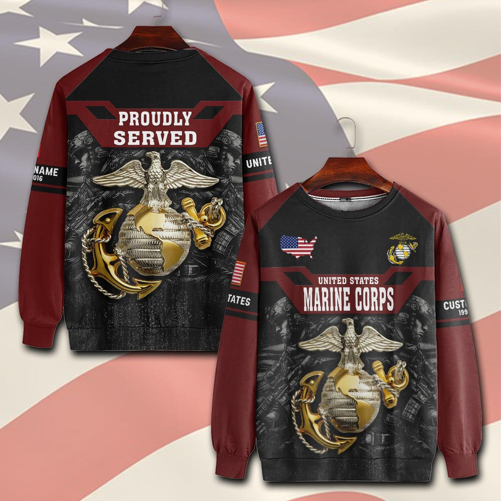Premium Custom USMC Sweatshirt VPVC750639, Gifts For Marine Veteran, Gifts On Father’s Day, Veterans Day