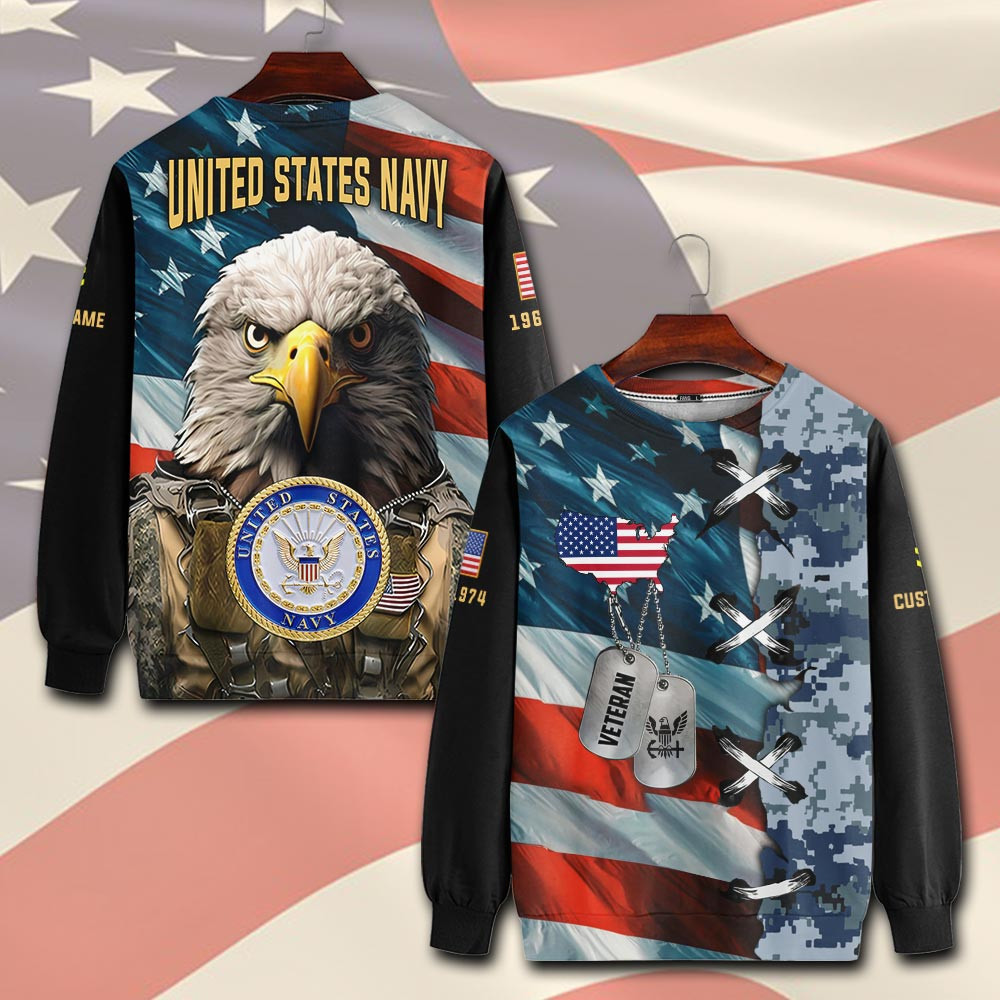 Premium Custom US Navy Sweatshirt VPVC750647, Gifts For Navy Veteran, Gifts On Father’s Day, Veterans Day